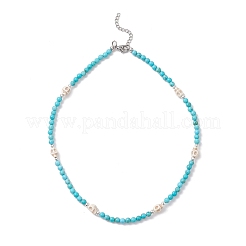 5Pcs Natural & Synthetic Round Gemstone and Skull Synthetic Turquoise Bead Necklaces&nbsp;NJEW-JN05391