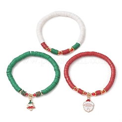 3Pcs 3 Styles Handmade Polymer Clay Beaded Stretch Bracelet Sets&nbsp;BJEW-TA00499