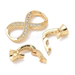 Brass Micro Pave Clear Cubic Zirconia Fold Over Clasps&nbsp;KK-U059-33G