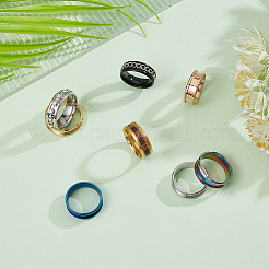 18Pcs 18 Styles 201 Stainless Steel Grooved Finger Ring Settings&nbsp;STAS-UN0042-78