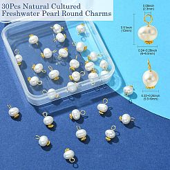 30Pcs Natural Cultured Freshwater Pearl Round Charms&nbsp;FIND-CJ0001-76