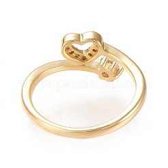 Adjustable Brass Micro Pave Clear Cubic Zirconia Cuff Rings&nbsp;RJEW-K233-02G