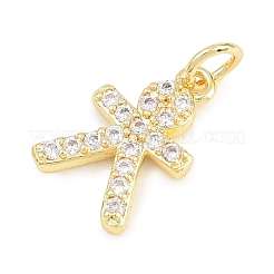 Brass Micro Pave Clear Cubic Zirconia Pendants&nbsp;KK-D258-40G-05