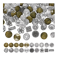 80Pcs 20 Styles 1-Hole Zinc Alloy Shank Buttons&nbsp;BUTT-PH0001-70