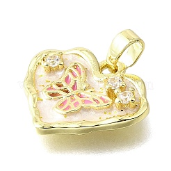 Brass Micro Pave Cubic Zirconia Enamel Pendants&nbsp;KK-V007-41G-01