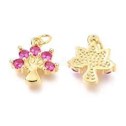 Brass Micro Pave Purple Cubic Zirconia Charms&nbsp;ZIRC-O036-35G