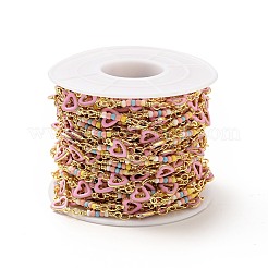 Brass Enamel Heart Link Chains&nbsp;CHC-C003-04G
