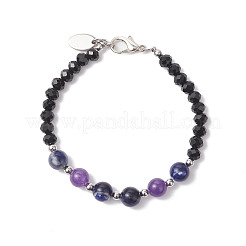 Natural Sodalite & Glass Round Beaded Bracelets for Women&nbsp;BJEW-JB12210-01