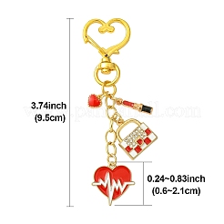 Heart Lipstick Bag Alloy Enamel Pendant Decorations&nbsp;HJEW-FS00030