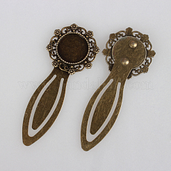 Antique Bronze Iron Bookmark Cabochon Settings&nbsp;X-PALLOY-N0084-03AB-NF