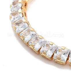 Brass Pave Clear Cubic Zirconia Square Link Bracelets&nbsp;BJEW-B094-09G