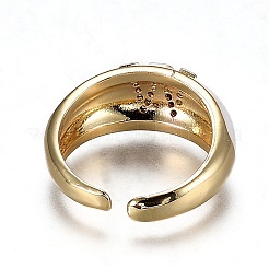 Brass Micro Pave Clear Cubic Zirconia Cuff Rings&nbsp;RJEW-H538-03G-W