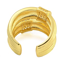Rack Plating Brass Micro Pave Cubic Zirconia Cuff Rings for Women&nbsp;RJEW-I107-10G