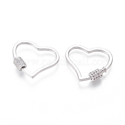 Brass Micro Pave Cubic Zirconia Screw Carabiner Lock Charms&nbsp;ZIRC-I031-15P