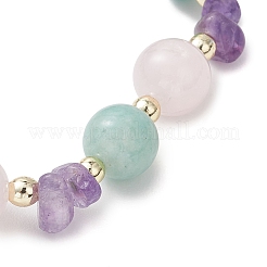 Natural Madagascar Rose Quartz & Amethyst & Amazonite Stretch Bracelets for Women&nbsp;BJEW-JB13182