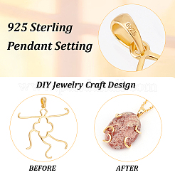 2 Colors 925 Sterling Silver Pendant Irregular Cabochon Settings&nbsp;STER-PH0002-02B