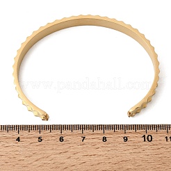 Scalloped 304 Stainless Steel Cuff Bangles for Women&nbsp;BJEW-D408-11G