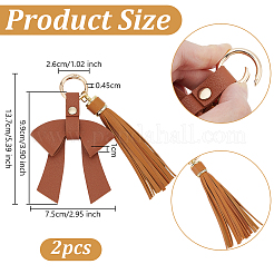 2Pcs Bowknot & Tassel Imitation Leather Pendant Decorations&nbsp;HJEW-OC00340