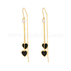 Brass & Acrylic Heart Dangle Ear Thread for Women&nbsp;WGB9E13-01