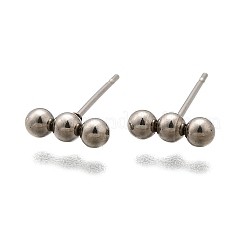 Tarnish Resistant 201 Stainless Steel Beaded Horizontal Bar Stud Earrings with 316 Stainless Steel Pin for Women&nbsp;X-STAS-K238-01P
