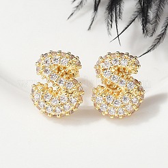 Brass Micro Pave Cubic Zirconia Stud Earrings&nbsp;EJEW-Z091-04G-S
