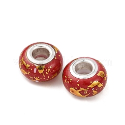 Opaque Resin Rondelle European Beads&nbsp;RESI-Z046-01D