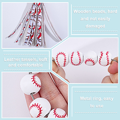 4Pcs 4 Styles Wood Sports Ball Beads Pendant Decoration&nbsp;HJEW-DR00052