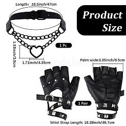 PU Leather Biker Punk Gloves with Punk-style Imitation Leather Chocker Necklaces&nbsp;AJEW-CL0005-33