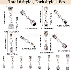 32Pcs 8 Styles Alloy Cord Ends&nbsp;HJEW-SC0003-11