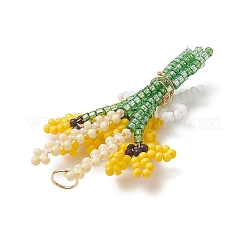 3D Glass Seed Beaded Bouquet with Bowknot Pendants&nbsp;PALLOY-MZ01153-01