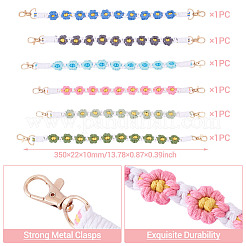 6Pcs 6 Colors Cotton Cord Knitted Daisy Cup Belt&nbsp;AJEW-TA0002-37