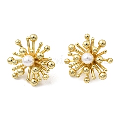 Brass Flower Stud Earrings&nbsp;EJEW-H171-05G