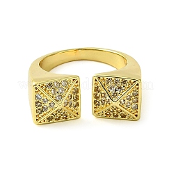 Brass Micro Pave Cubic Zirconia Open Cuff Rings&nbsp;RJEW-K256-12G