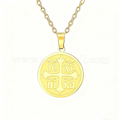 201 Stainless Steel Orthodox Cross Pendant Cable Chain Necklaces for Women&nbsp;FS-WGFDB3C-02
