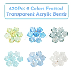 420Pcs 6 Colors Frosted Transparent Acrylic Beads&nbsp;OACR-FS0002-17A