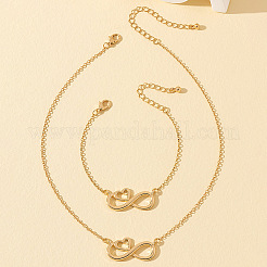Heart & Infinity Alloy Pendant Necklaces & Link Bracelets Sets for Women&nbsp;FS-WG1C2CC-01