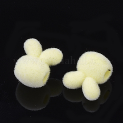 Flocky Acrylic Bunny Beads&nbsp;X-OACR-T005-23