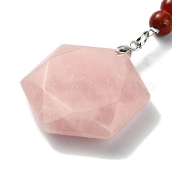 Natural Rose Quartz Hexagon Pendant Keychain&nbsp;G-Z033-02C-P