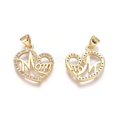 Brass Micro Pave Clear Cubic Zirconia Pendants&nbsp;ZIRC-G152-24G