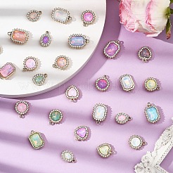 10Pcs UV Plating Alloy with Mixed Color Glass Rhinestone Pendants&nbsp;FIND-YW0009-03A