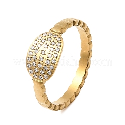 304 Stainless Steel Micro Pave Cubic Zirconia Finger Rings for Women&nbsp;RJEW-A104-02G