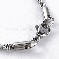 Non-Tarnish 304 Stainless Steel Rope Chain Necklaces for Men Women&nbsp;NJEW-T012-03-66-S-01