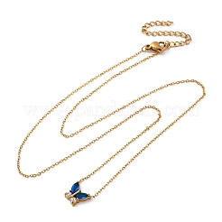 304 Stainless Steel Cubic Zirconia Butterfly Pendant Necklaces&nbsp;LS-NJEW-Z057-05A-G