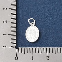 999 Fine Silver Oval with Virgin Religious Medal Charms with Jump Rings&nbsp;STER-C006-01S