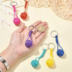 16Pcs 8 Colors Polyester & Spandex Cord Braided Ball Keychain for Jewelry Making DIY Crafts&nbsp;KEYC-CJ0001-05