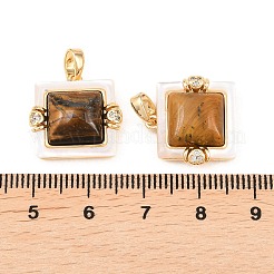 Natural Tiger Eye and Freshwater Shell Pendants&nbsp;KK-H538-24C-G