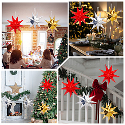 6Pcs 3 Colors Paper Star Pendant Decorations&nbsp;HJEW-GF0001-66A