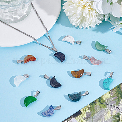 24Pcs 12 Styles Moon Gemstone Pendants&nbsp;G-HY0001-80