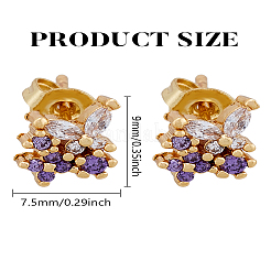 1 Pair Brass Micro Pave Cubic Zirconia Stud Earrings&nbsp;EJEW-LP0004-67G