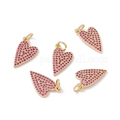 Rack Plating Brass Micro Pave Hot Pink Cubic Zirconia Pendants&nbsp;X-ZIRC-C040-19G